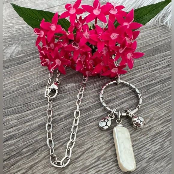 🌺BRIGHTON Pebble Pearl Charm Ring Adjustable Necklace - Picture 2 of 9
